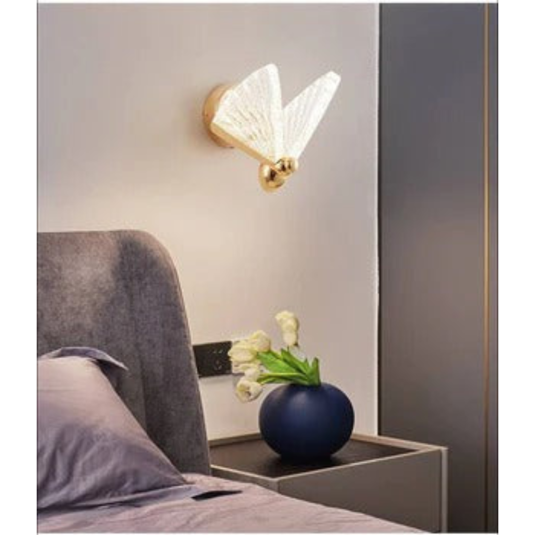 Led Acrylic Butterfly Shape Golden Metal Wall Light
